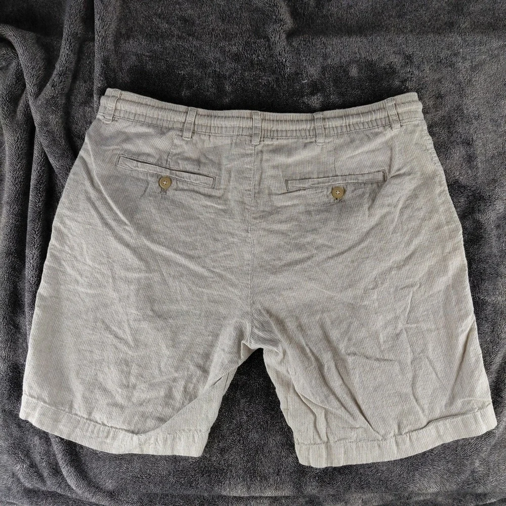 Island Republic Mens Linen Blend Pinstripe Drawstring Shorts Beige White‎ Large